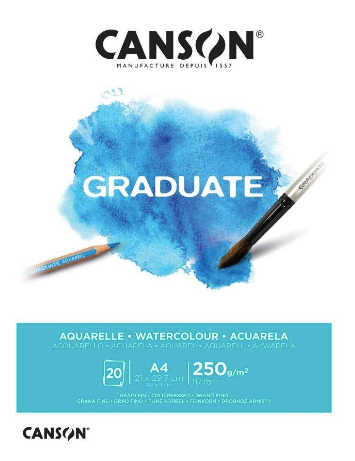 Canson - Acuarela Pad Graduate A4 250gr 20hjs